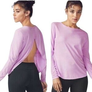 FABLETICS || Millie Open Back Long Sleeve Tee Shirt Lavender Purple- NWOT